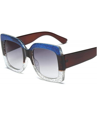 Rimless Oversized Square Sunglasses Women Clear Lenses Sun Glasses Female Three Colors Big Frame Party Eye - Blue Trans - CQ1...