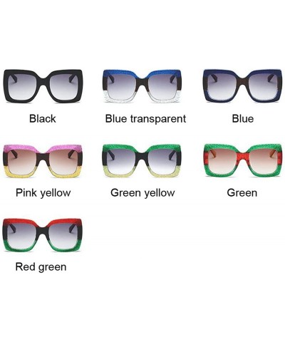 Rimless Oversized Square Sunglasses Women Clear Lenses Sun Glasses Female Three Colors Big Frame Party Eye - Blue Trans - CQ1...