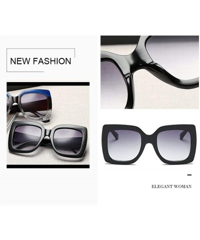 Rimless Oversized Square Sunglasses Women Clear Lenses Sun Glasses Female Three Colors Big Frame Party Eye - Blue Trans - CQ1...