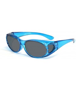 Oval Polarized Wear-Over Sunglasses 2866 - Gloss Blue W/ Crystals - CR127ZVDH1H $15.64