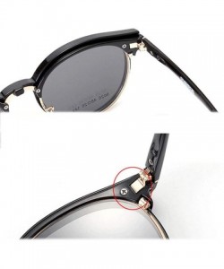 Round Eyeglass Frames Non Prescription Round Half Rim Glasses With Magnetic Sunglass Clip For Women - Black - CY18UZUSUXW $12.04