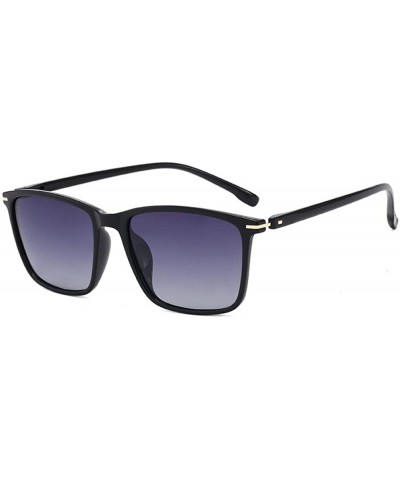 Oversized Retro square men's sunglasses European and American fashion trend polarized sunglasses - Bright Black Gray - CS190M...