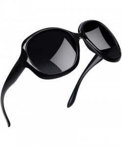 Cat Eye Polarized Sunglasses for Women Vintage Big Frame Sun Glasses Ladies Shades - Fashion Black - C018SCW047S $13.09