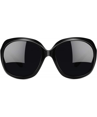 Cat Eye Polarized Sunglasses for Women Vintage Big Frame Sun Glasses Ladies Shades - Fashion Black - C018SCW047S $13.09