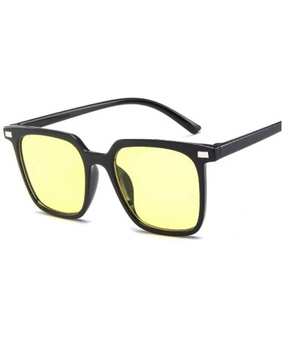 Oversized Hot Sell Fe Vintage Sunglasses Women Oversized Big Size Sun Glasses For Female Shades Black UV400 - Blackyellow - C...