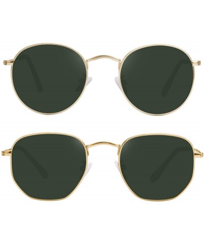 Round Small Round Polarized Sunglasses Women and Men Vintage Hexagon Square Sun glasses UV400 Protection - CX197CSHU7T $22.62