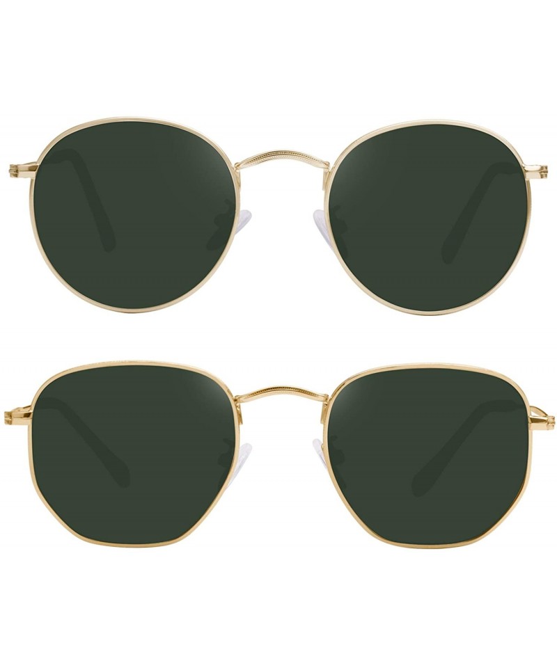 Round Small Round Polarized Sunglasses Women and Men Vintage Hexagon Square Sun glasses UV400 Protection - CX197CSHU7T $40.72