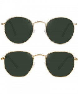 Round Small Round Polarized Sunglasses Women and Men Vintage Hexagon Square Sun glasses UV400 Protection - CX197CSHU7T $40.72