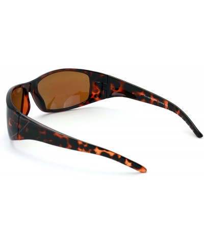 Shield Rectangular Polarized Shielded Sunglasses Softball - Tortoise - Blue Mirror - CM18DHYTK58 $11.96