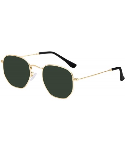 Round Small Round Polarized Sunglasses Women and Men Vintage Hexagon Square Sun glasses UV400 Protection - CX197CSHU7T $40.72
