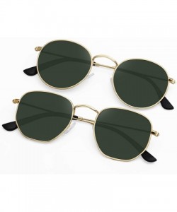 Round Small Round Polarized Sunglasses Women and Men Vintage Hexagon Square Sun glasses UV400 Protection - CX197CSHU7T $40.72