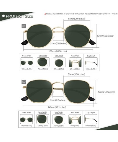 Round Small Round Polarized Sunglasses Women and Men Vintage Hexagon Square Sun glasses UV400 Protection - CX197CSHU7T $40.72