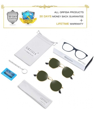Round Small Round Polarized Sunglasses Women and Men Vintage Hexagon Square Sun glasses UV400 Protection - CX197CSHU7T $40.72