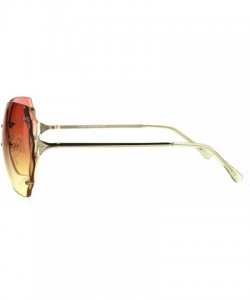 Oversized Womens Oversized Rimless Sunglasses Ombre Gradient Beveled Wave Cut Lens - Gold (Orange Yellow) - CE1874IRWO4 $8.86