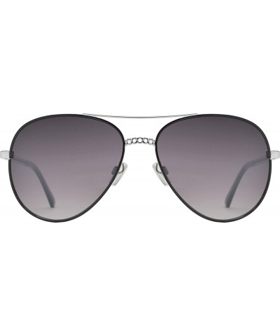 Aviator Fashion Chain Link Design Aviator Sunglasses for Women UV Protection - Black + Gradient - C1196WREURS $13.71