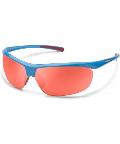 Sport Zephyr Polarized Sunglasses - Blue Frame/Red Mirror Polycarbonate Lens - CM12OBJGPUB $74.04