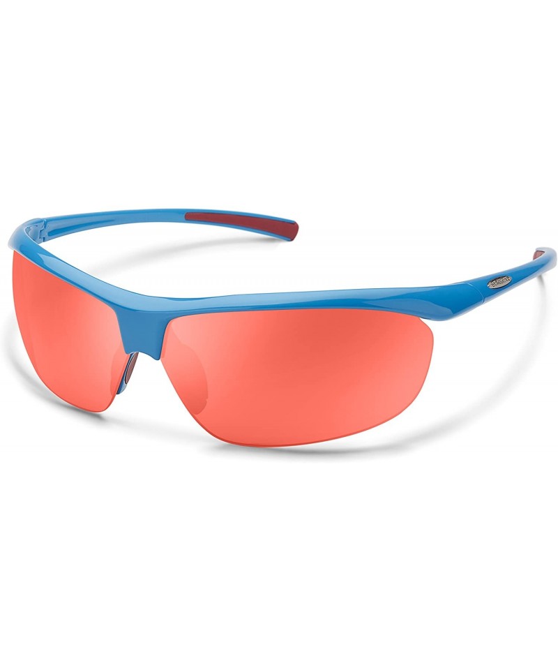 Sport Zephyr Polarized Sunglasses - Blue Frame/Red Mirror Polycarbonate Lens - CM12OBJGPUB $40.14