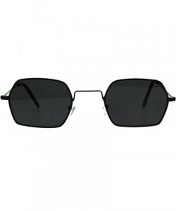 Rectangular Pimp Daddy Hippie Narrow Rectangular Metal Rim Sunglasses - All Black - C9189U5Z4WC $13.05
