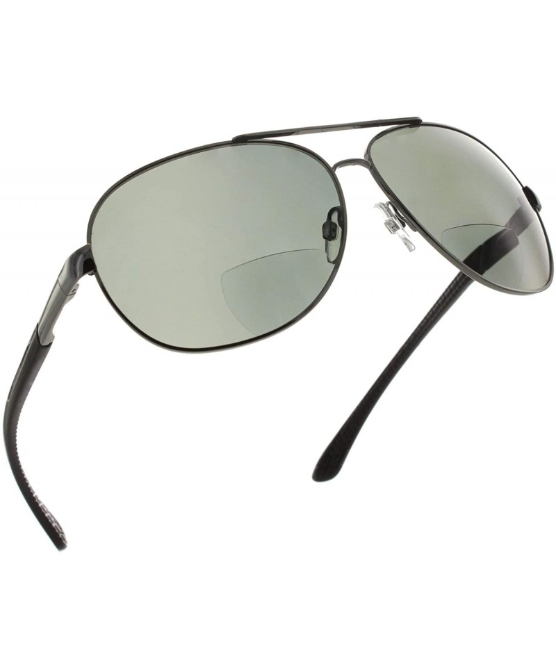 Aviator Aviator Polarized Bifocal Sunglasses Sun Readers Bi Focal Reading Glasses - Gunmetal Black - C5182W5MAM5 $42.84