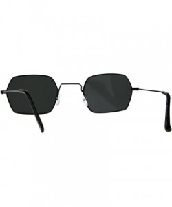 Rectangular Pimp Daddy Hippie Narrow Rectangular Metal Rim Sunglasses - All Black - C9189U5Z4WC $13.05