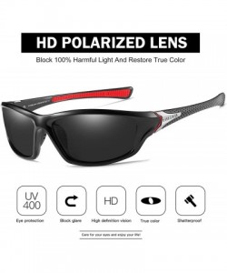 Wrap Sports Polarized Sunglasses For Men Cycling Driving Fishing 100% UV Protection - A2 Black Frame/Grey Lens - CI18NELY0OL ...