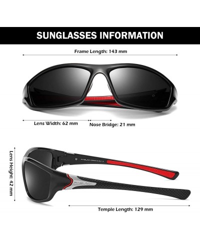 Wrap Sports Polarized Sunglasses For Men Cycling Driving Fishing 100% UV Protection - A2 Black Frame/Grey Lens - CI18NELY0OL ...