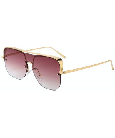 Square One Lens Square Flat Top Sunglasses Men Women Fashion Metal Frame Sun Glasses UV400 Sunshade Glasses - Wine Red - C819...
