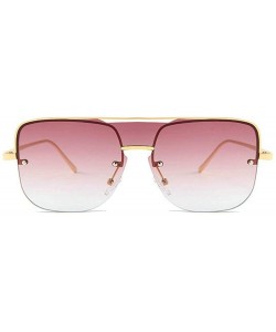Square One Lens Square Flat Top Sunglasses Men Women Fashion Metal Frame Sun Glasses UV400 Sunshade Glasses - Wine Red - C819...