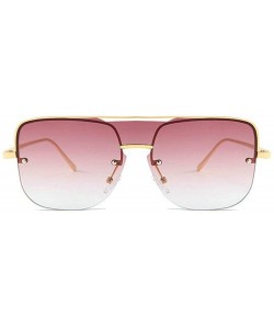 Square One Lens Square Flat Top Sunglasses Men Women Fashion Metal Frame Sun Glasses UV400 Sunshade Glasses - Wine Red - C819...