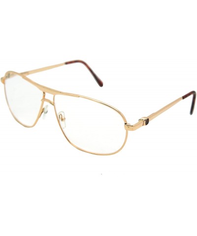 Aviator Vintage Classic Aviator Metal Reading Glasses - Gold / Clear Reading Glasses Rj8026 - CE12H48YWV5 $20.16