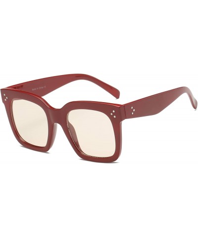 Goggle Women Square Fashion Sunglasses - Maroon - CI18WU8AKSH $27.26