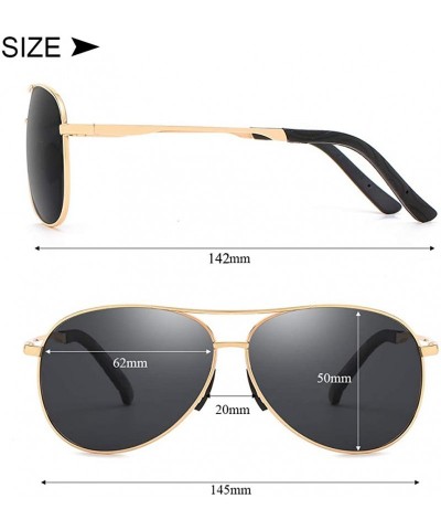 Oversized Polarized Aviator Sunglasses for Men and Women-UV400 Protection Mirrored Lens - Metal Frame with Spring Hinges - CZ...