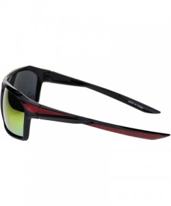 Sport Mens Reflective Mirror Aerodynamic Streamline Design Rectangular Sport Sunglasses - Black Red Orange Mirror - CY18R4DC0...