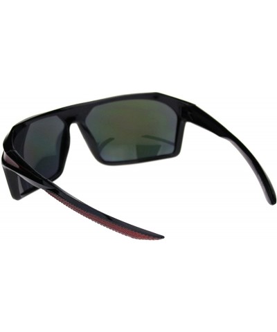 Sport Mens Reflective Mirror Aerodynamic Streamline Design Rectangular Sport Sunglasses - Black Red Orange Mirror - CY18R4DC0...