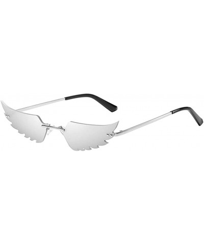 Goggle Fashion Retro Irregular Man Women Wing Shape Sunglasses Glasses Winds Shades Vintage - Silver - CB190DA4NOR $11.45