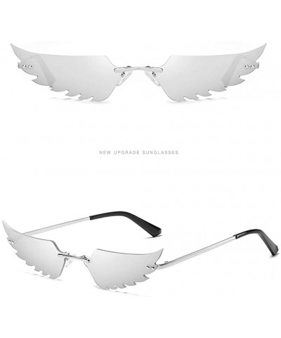 Goggle Fashion Retro Irregular Man Women Wing Shape Sunglasses Glasses Winds Shades Vintage - Silver - CB190DA4NOR $11.45