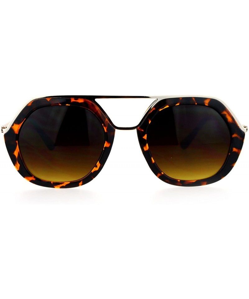 Rectangular Womens Metal Brow Bridge Octagon Unique Pilot Sunglasses - Tortoise - C512DUJW539 $15.36