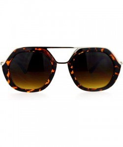 Rectangular Womens Metal Brow Bridge Octagon Unique Pilot Sunglasses - Tortoise - C512DUJW539 $15.36