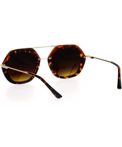 Rectangular Womens Metal Brow Bridge Octagon Unique Pilot Sunglasses - Tortoise - C512DUJW539 $15.36