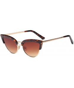 Cat Eye Women's Fashion Resin Cat Eye Half-Frame UV400 Protection Sunglasses - Leopard Brown - CP18W4HZAEW $16.77