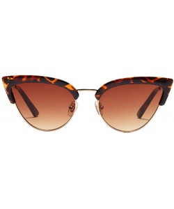 Cat Eye Women's Fashion Resin Cat Eye Half-Frame UV400 Protection Sunglasses - Leopard Brown - CP18W4HZAEW $16.77