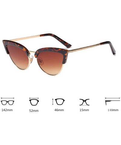 Cat Eye Women's Fashion Resin Cat Eye Half-Frame UV400 Protection Sunglasses - Leopard Brown - CP18W4HZAEW $16.77