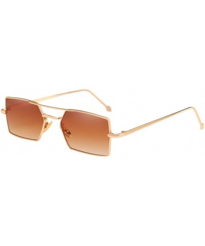 Square UV Sunglasses - Women Men Four Square Metal Frame Shades Sunglasses Integrated UV Glasses (C) - C - CG18DSAGWX9 $8.37