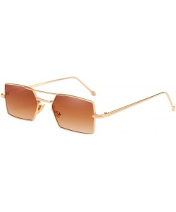 Square UV Sunglasses - Women Men Four Square Metal Frame Shades Sunglasses Integrated UV Glasses (C) - C - CG18DSAGWX9 $8.37