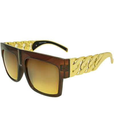 Square Chunky Crystal Square Fashion Retro Sunglasses Shades - Brown - C411JRVUF0Z $11.00