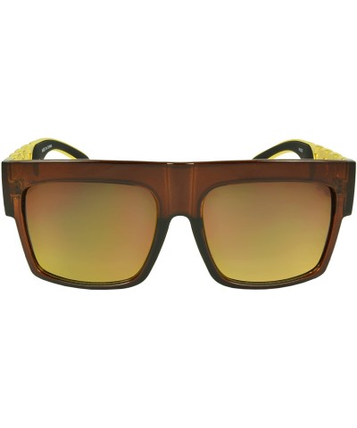 Square Chunky Crystal Square Fashion Retro Sunglasses Shades - Brown - C411JRVUF0Z $11.00