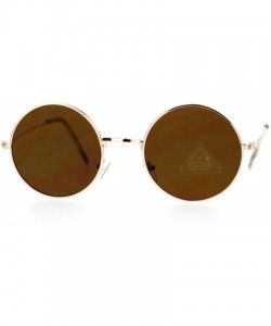 Round Ultra Flat Lens Trendy Circle Round Lens Retro Hippie Sunglasses - Gold Brown - C8129K8N79P $8.68