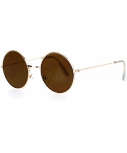 Round Ultra Flat Lens Trendy Circle Round Lens Retro Hippie Sunglasses - Gold Brown - C8129K8N79P $8.68