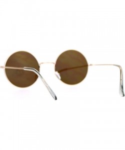 Round Ultra Flat Lens Trendy Circle Round Lens Retro Hippie Sunglasses - Gold Brown - C8129K8N79P $8.68