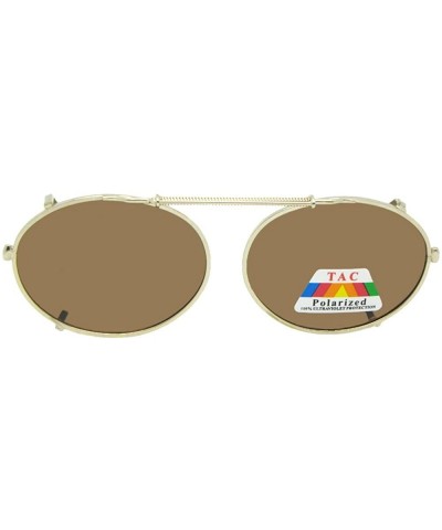 Oval Oval Polarized Clip-on Sunglasses - Gold Frame-brown Lenses - CR189NT8OWI $34.87